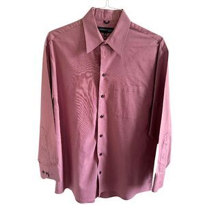 Kenneth Cole New York Men’s Dress Shirt Coral Pink Long Sleeve Size 16 32-33